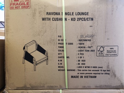 Кресло деревянное с подушками Ravona KD натуральный, бежевый